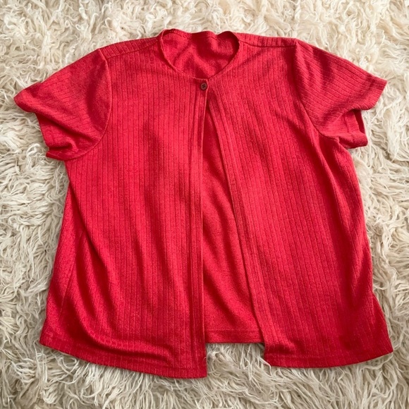 Short Sleeve Two Layer No Label One Size Red Top Vintage - Picture 2 of 4